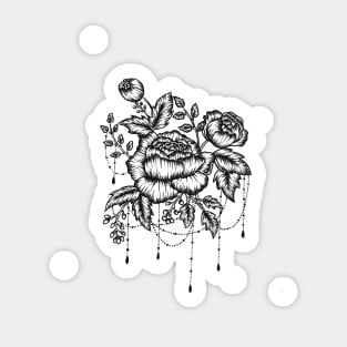 Black and white floral sketch Sticker